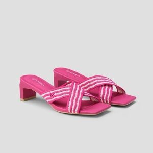 Vivaia Square-Toe Block‎ Heel Criss-Cross Sandal (Jennifer) - EU 41 pink white